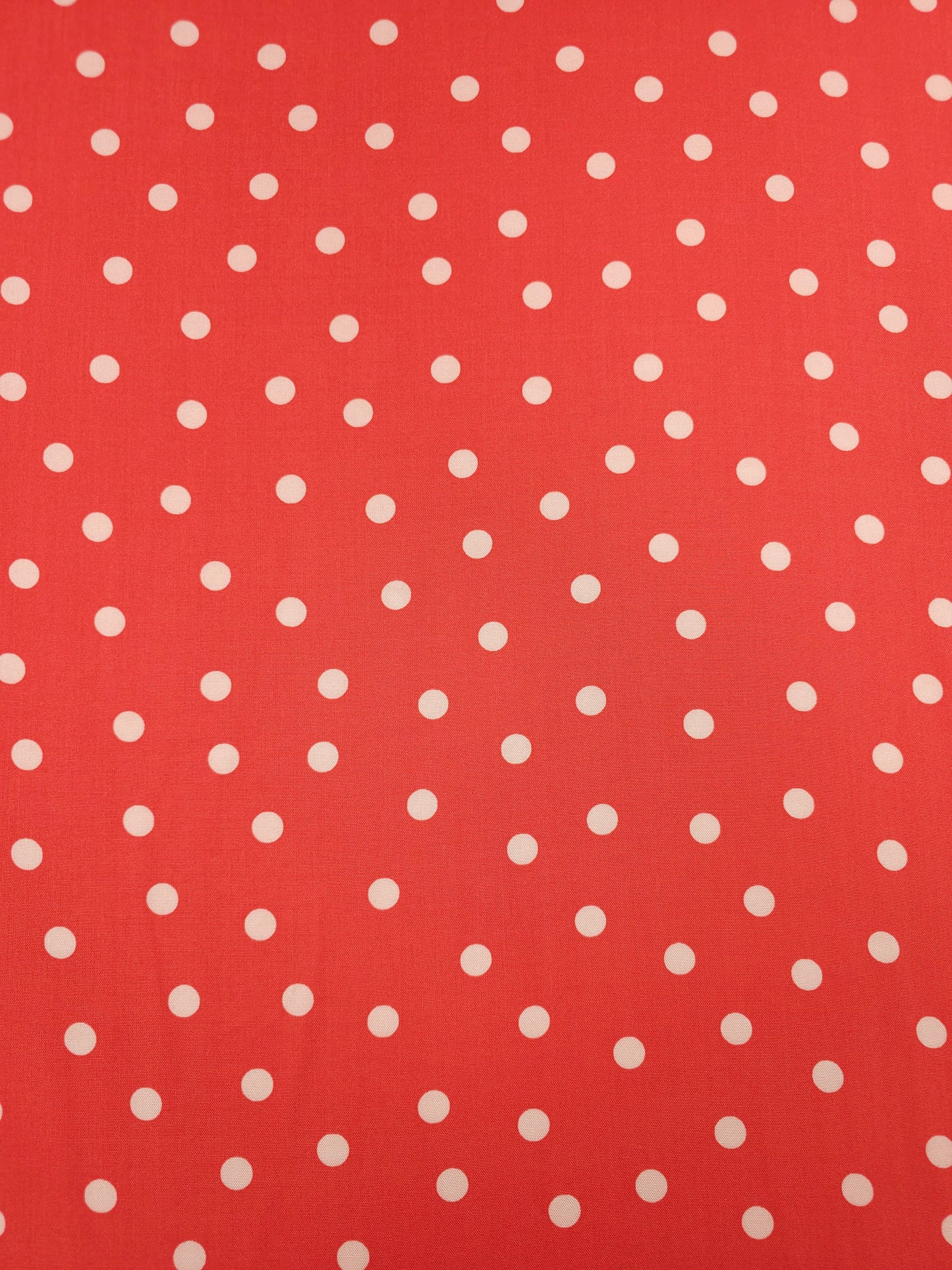 Orangey Coral/Cream Polka Dot Viscose Challis