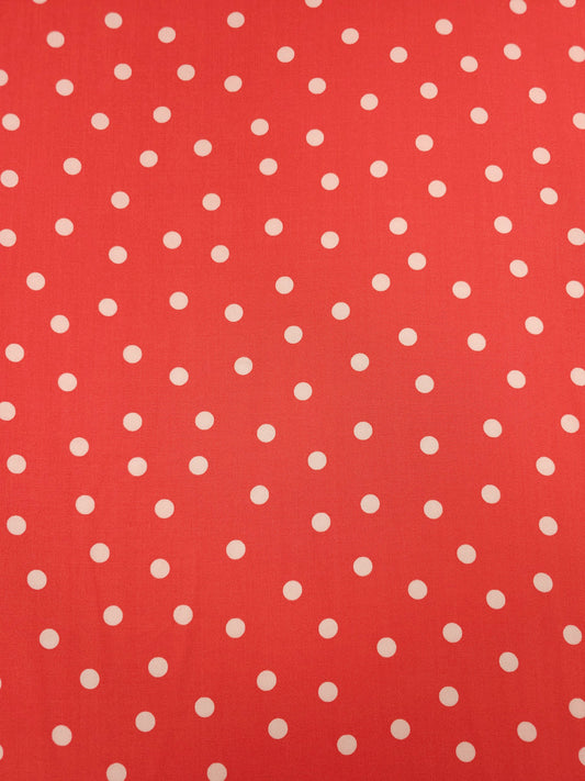 Orangey Coral/Cream Polka Dot Viscose Challis