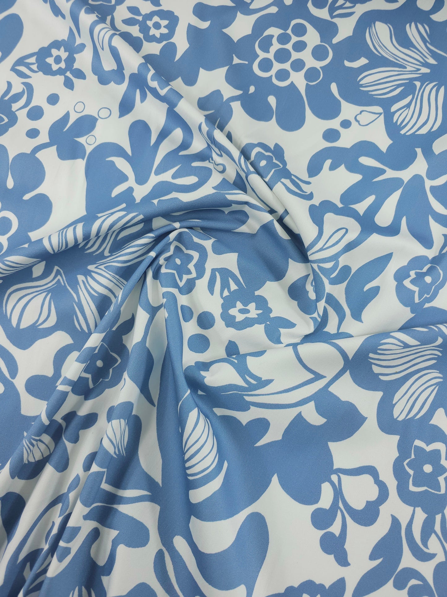 Powder Blue Wonder Floral Mediumweight Cotton Sateen Stretch