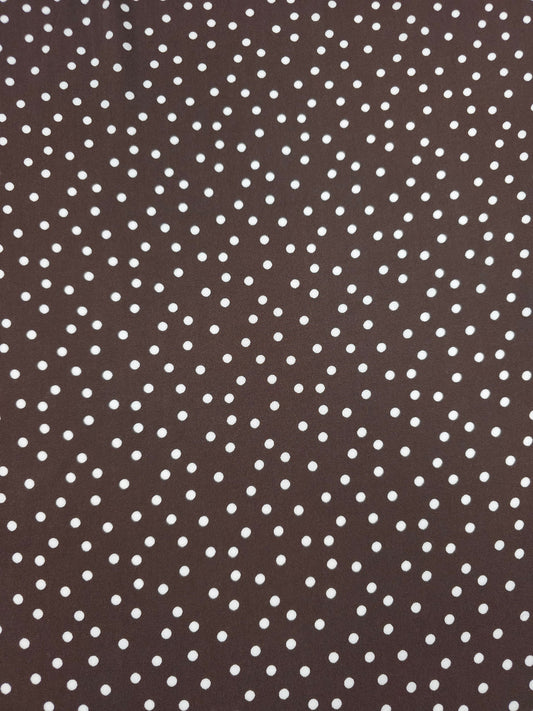 Brown/White Mini Polka Dot Viscose Challis *DEFECT*