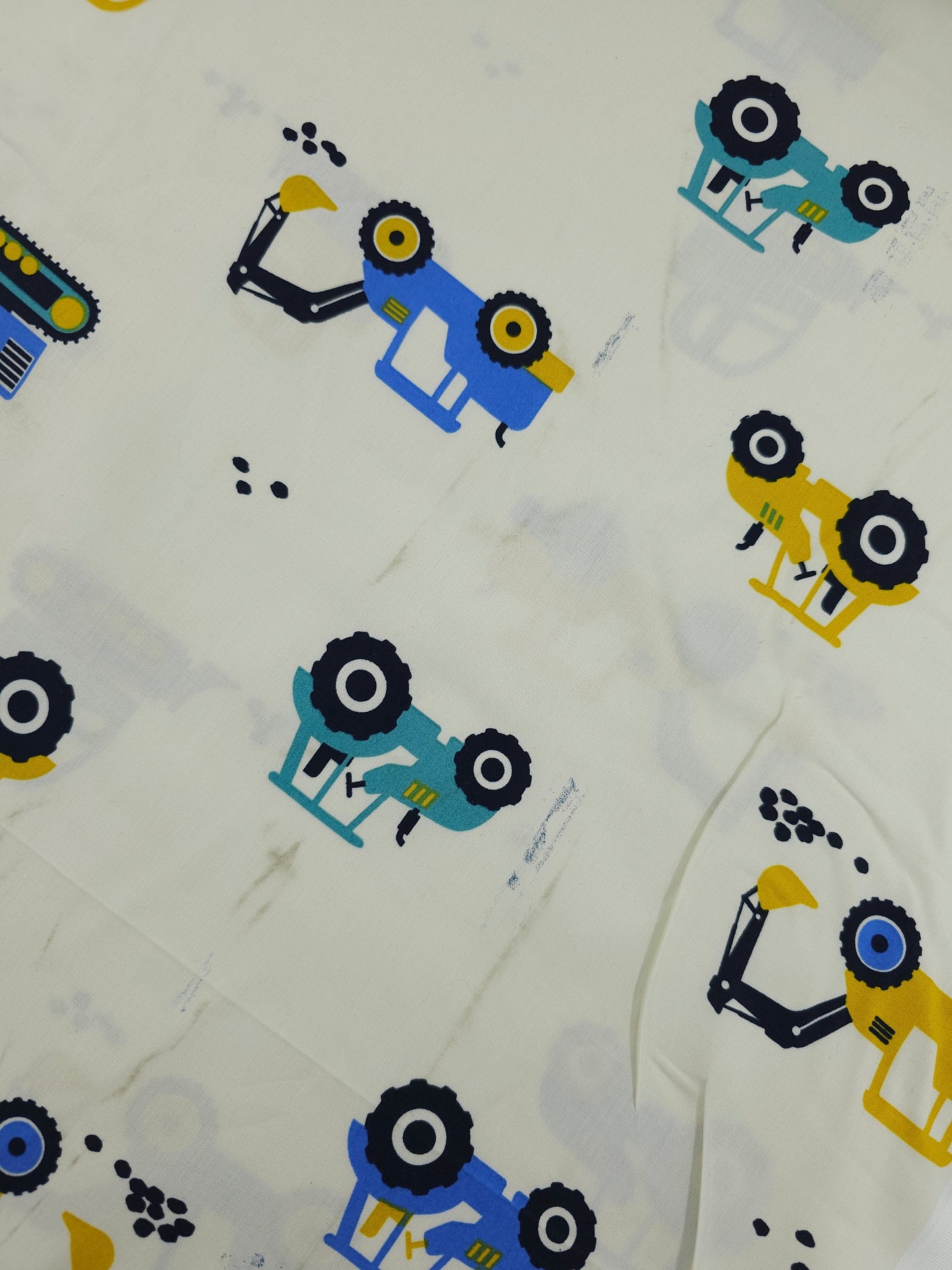 Yellow/Blue Tractors 100% Cotton *DEFECT*