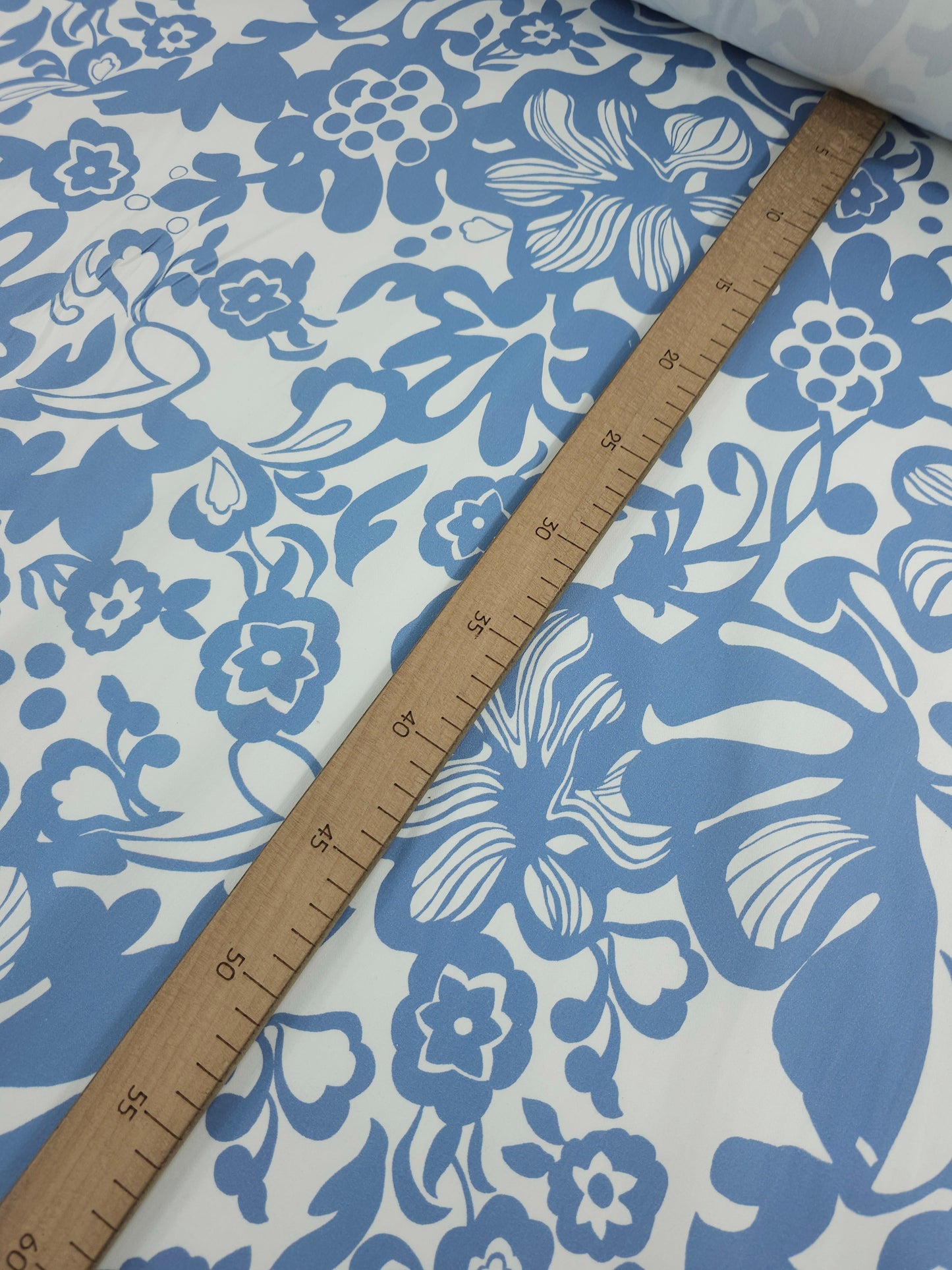 Powder Blue Wonder Floral Mediumweight Cotton Sateen Stretch