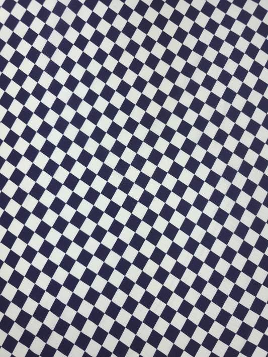 Dark Purple/Ivory Checkerboard Modal Viscose