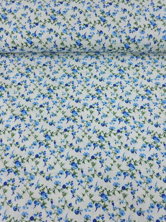 Blue/White Floating Rose Twine 100% Cotton