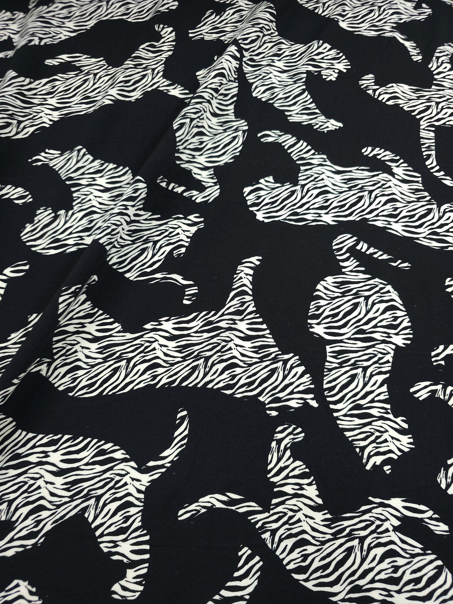 Black/Off-White Abstract Leopard Viscose Challis