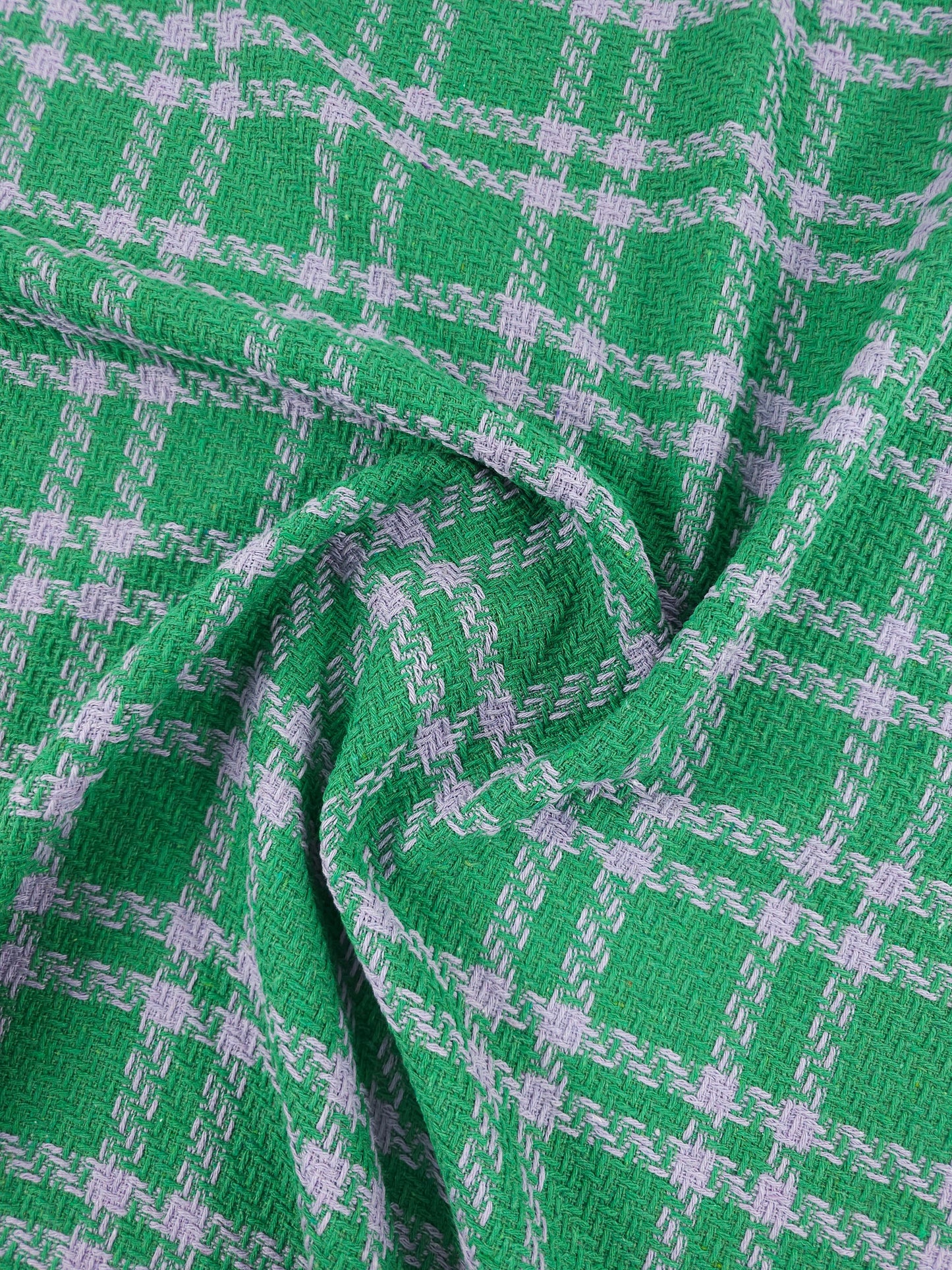 Green/Lilac Tartan Boucle