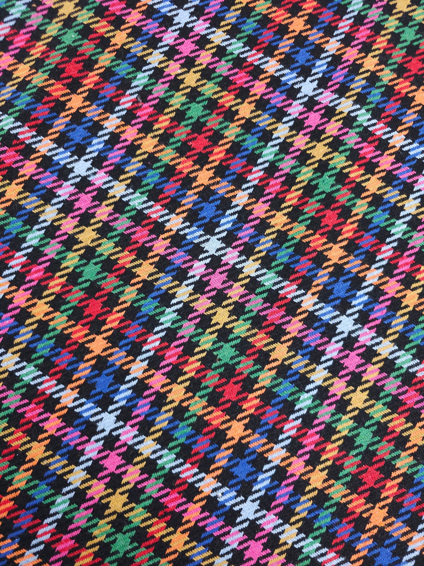 Black Multicolour Tartan Check Boucle