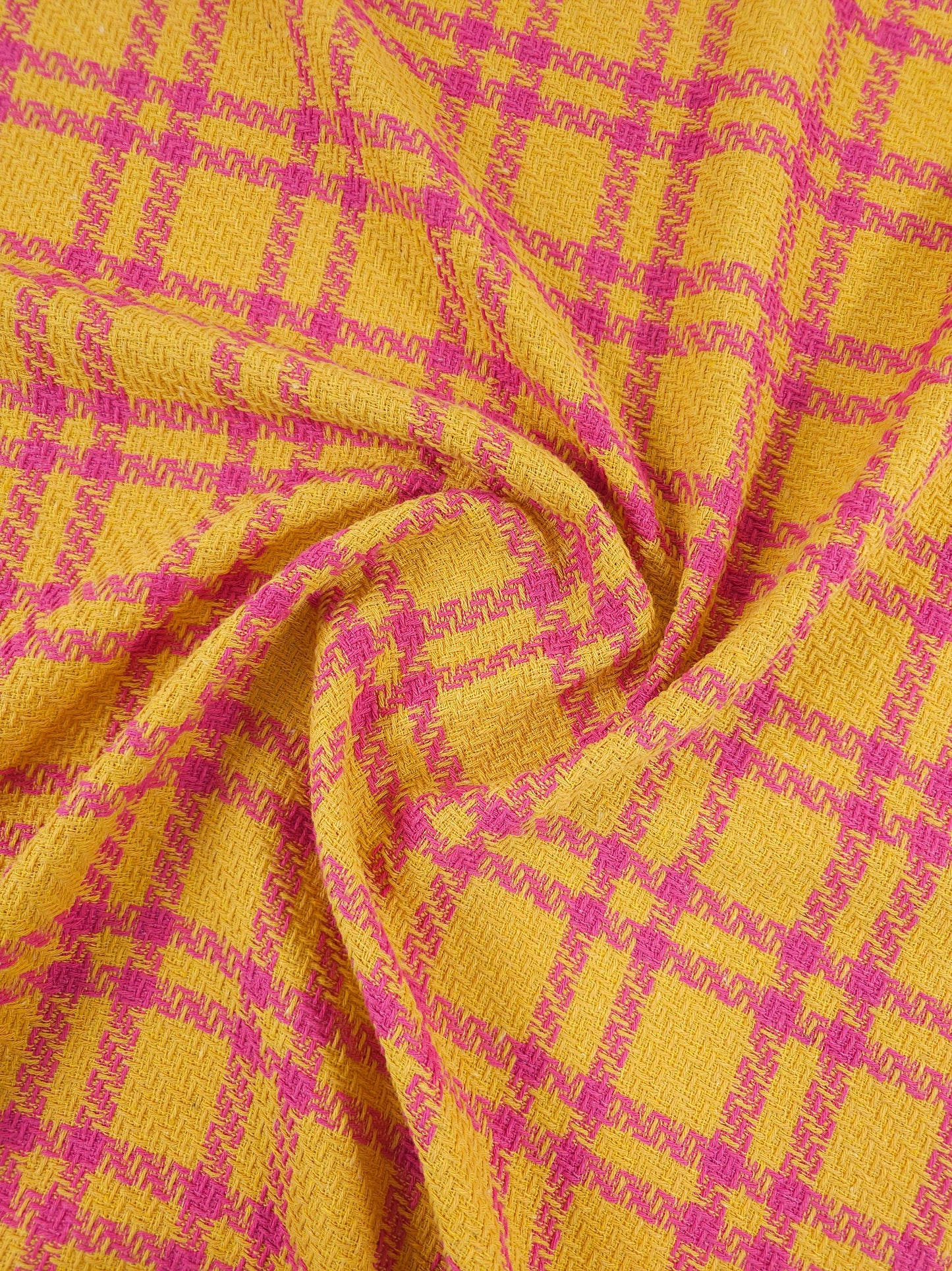 Yellow/Pink Tartan Boucle