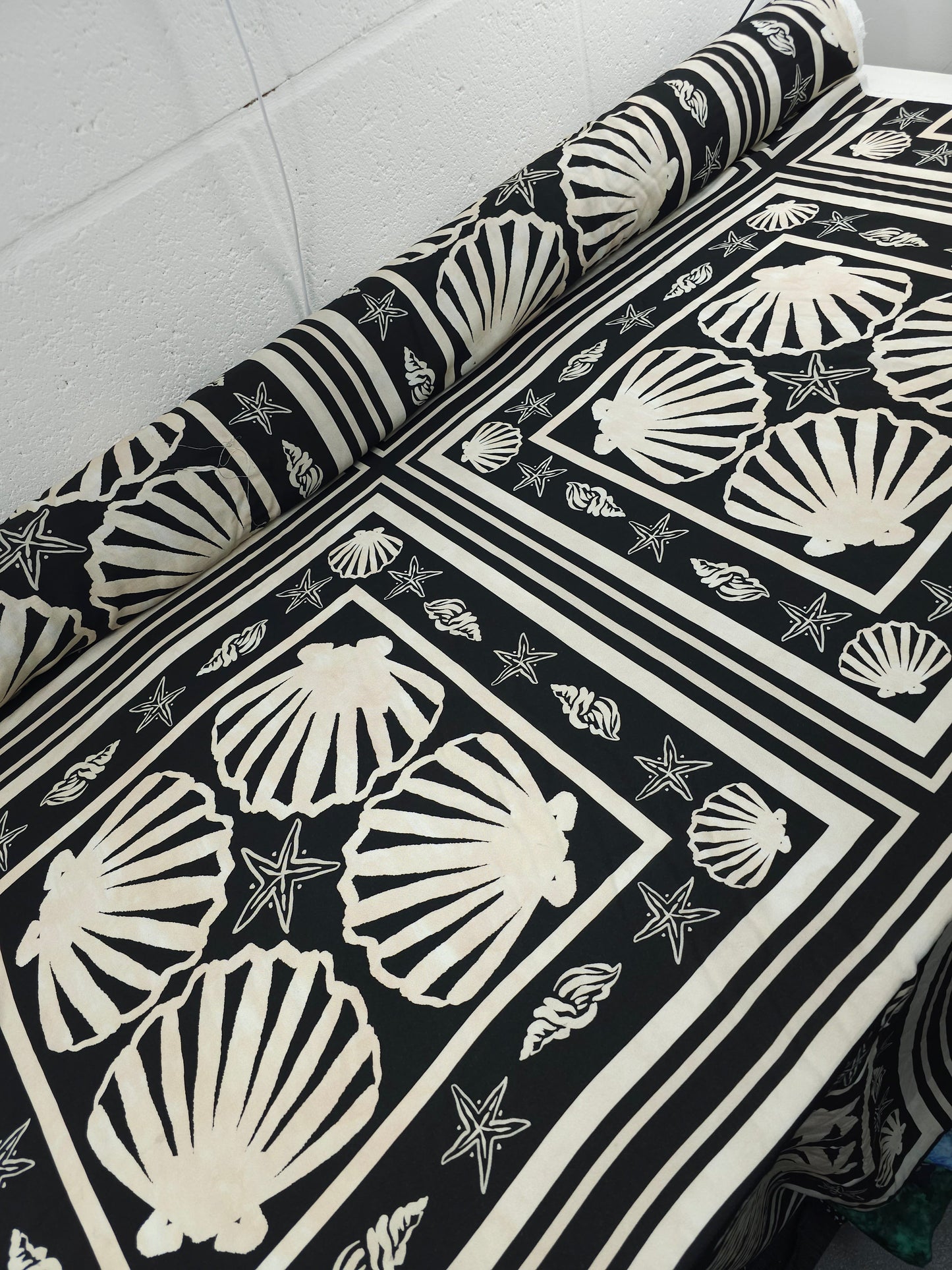 Black/Ivory Washed Shell Frames Viscose Challis