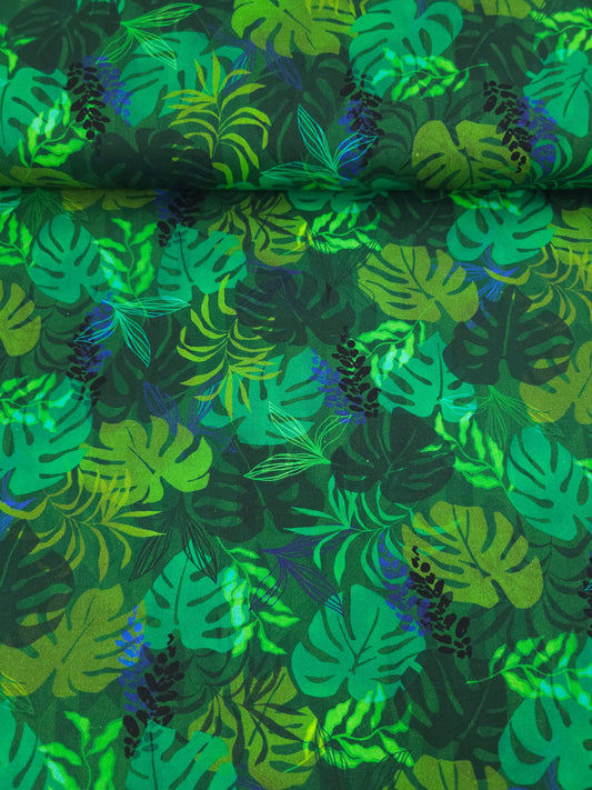 Midnight Jungle Palm Leaf 100% Cotton - Robert Kaufman 104" *EXTRA WIDE*