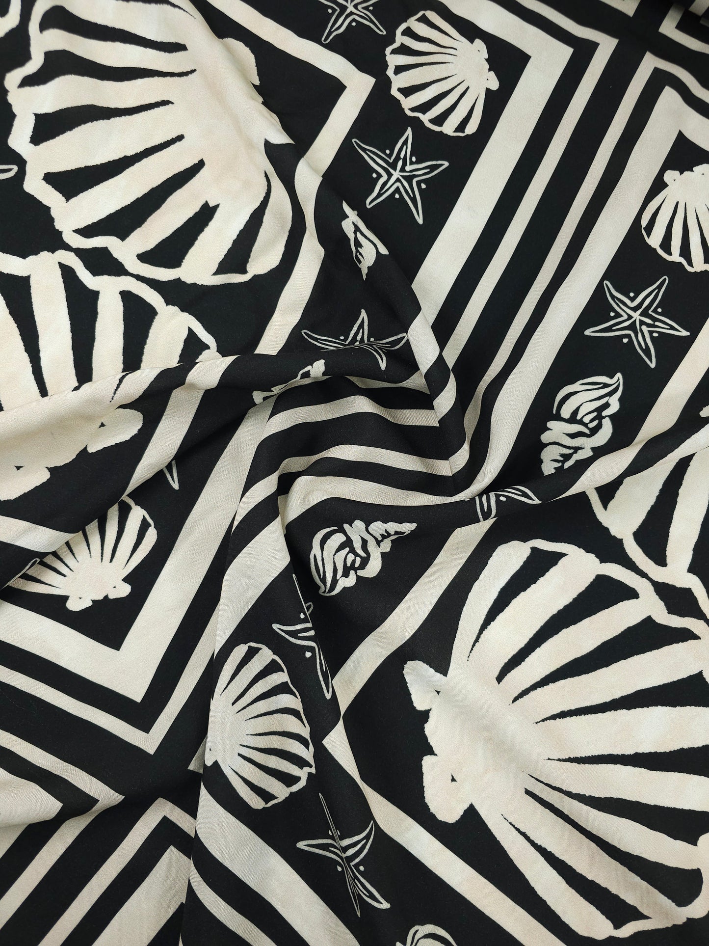 Black/Ivory Washed Shell Frames Viscose Challis