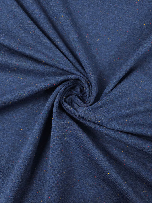 Navy Marl Multicolour Speckle Loopback Jersey Crepe