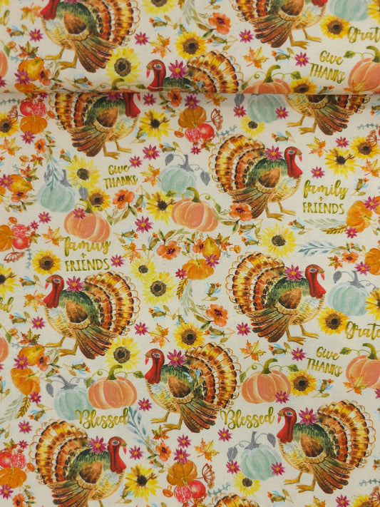 Thanksgiving Turkey Harvest 100% Cotton