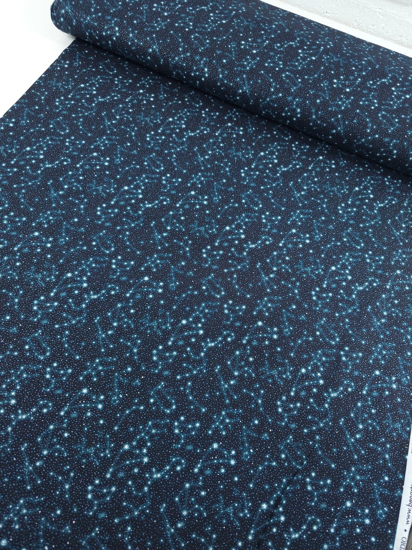 Petrol Navy Horoscope Skies 100% Cotton - Benartex