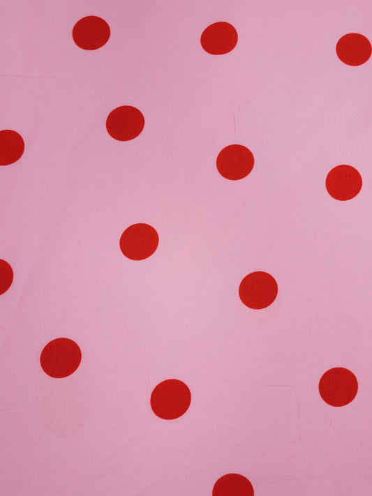 Pink/Red Big Polka Spot Cotton Poplin *DEFECT*