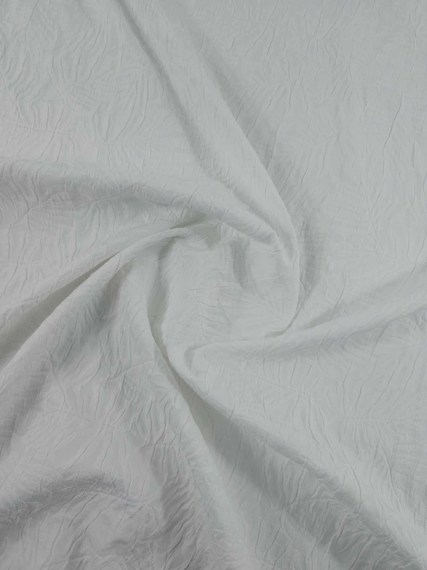 White Embossed Palm Leaf Poly Cotton Stretch