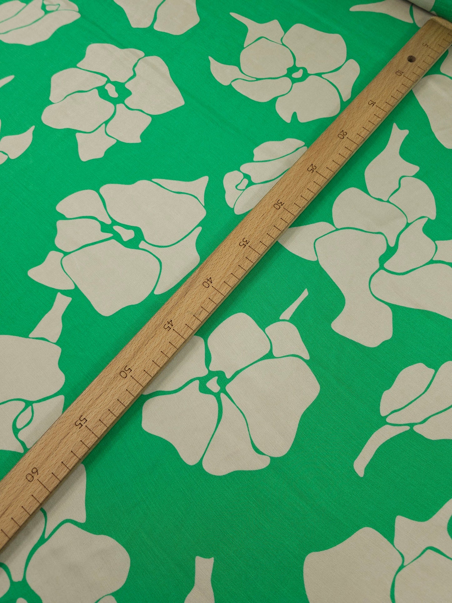 Green/Beige Flower Viscose Silk