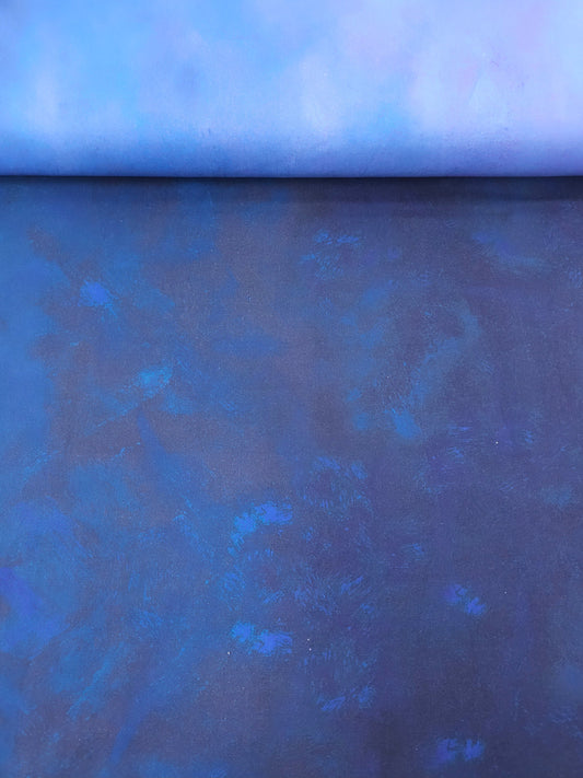 Midnight Blue/Purple Tie Dye 100% Cotton 106" - Robert Kaufman *EXTRA WIDE*