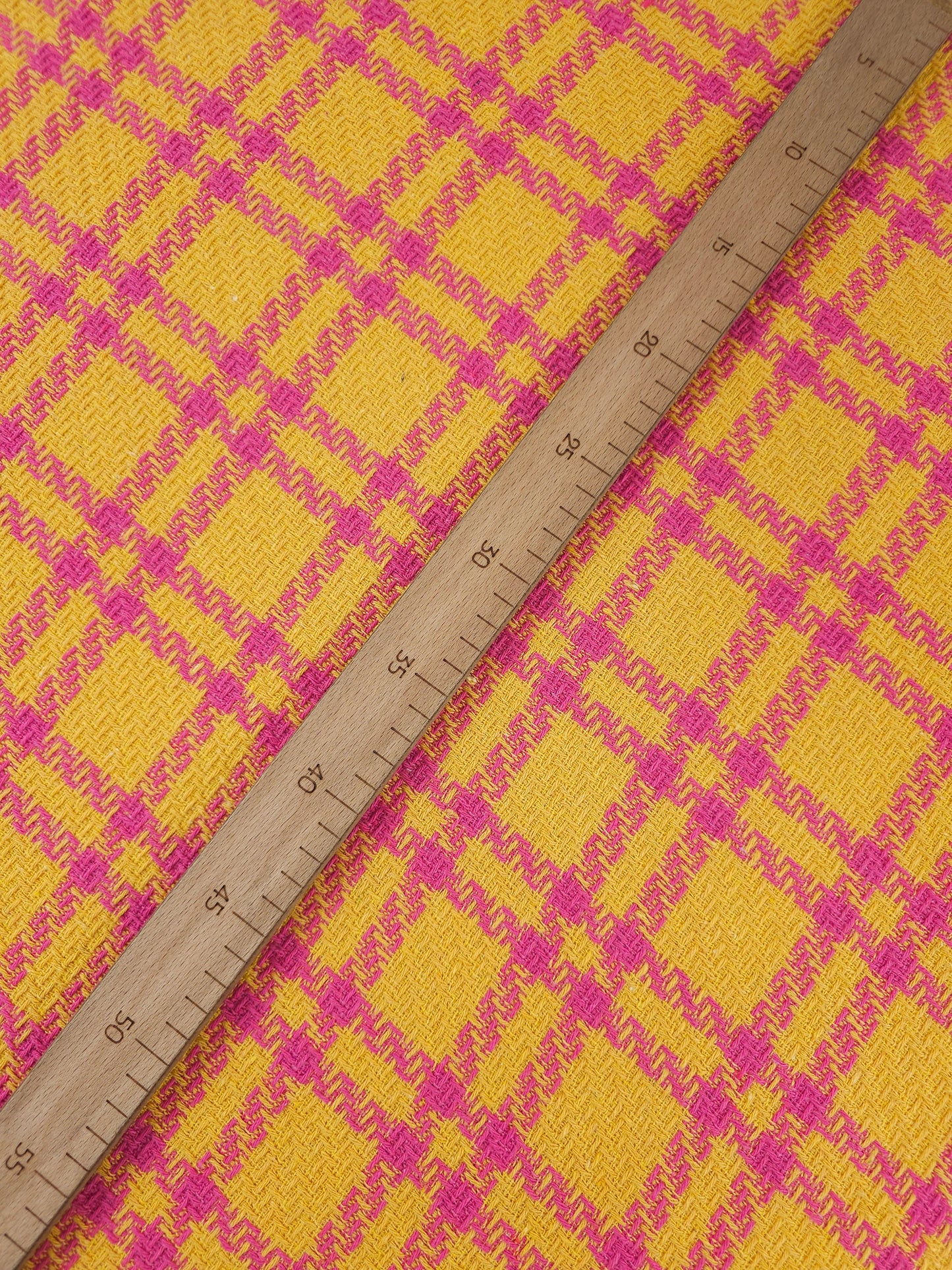 Yellow/Pink Tartan Boucle