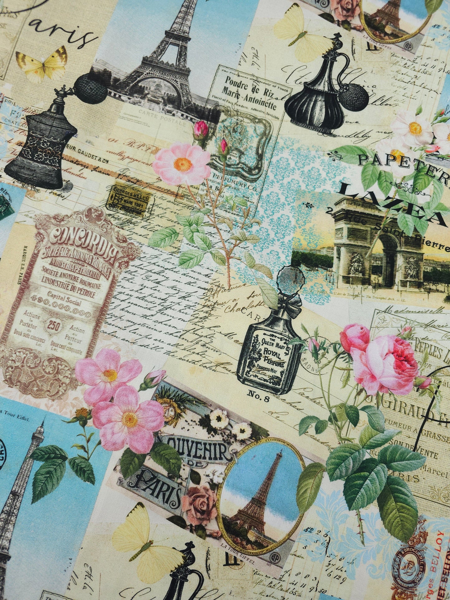 Belle Fleur Paris Collage 100% Cotton