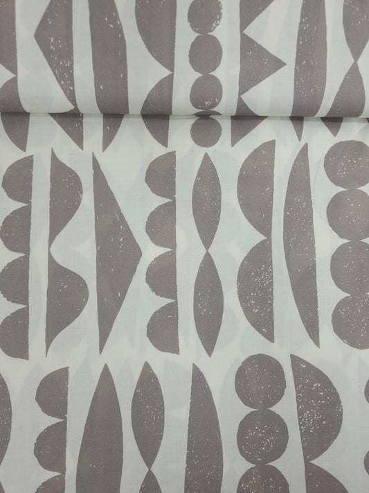 Taupe/Ivory Abstract Shape Sorter 100% Cotton 108" *EXTRA WIDE*
