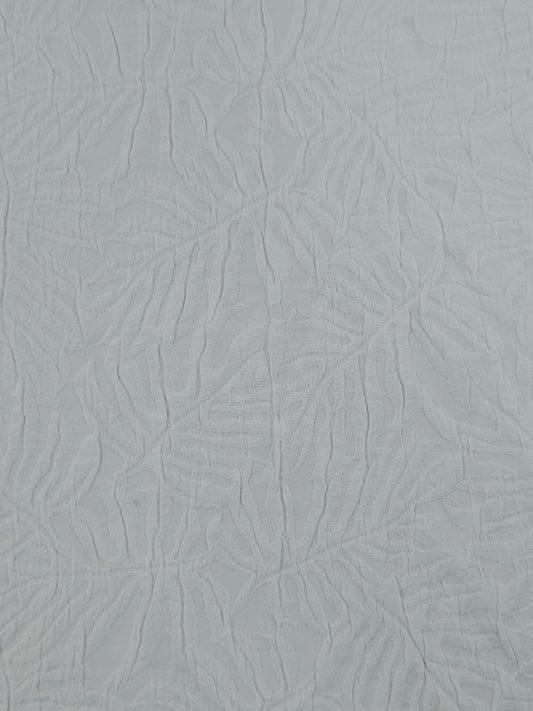 White Embossed Palm Leaf Poly Cotton Stretch