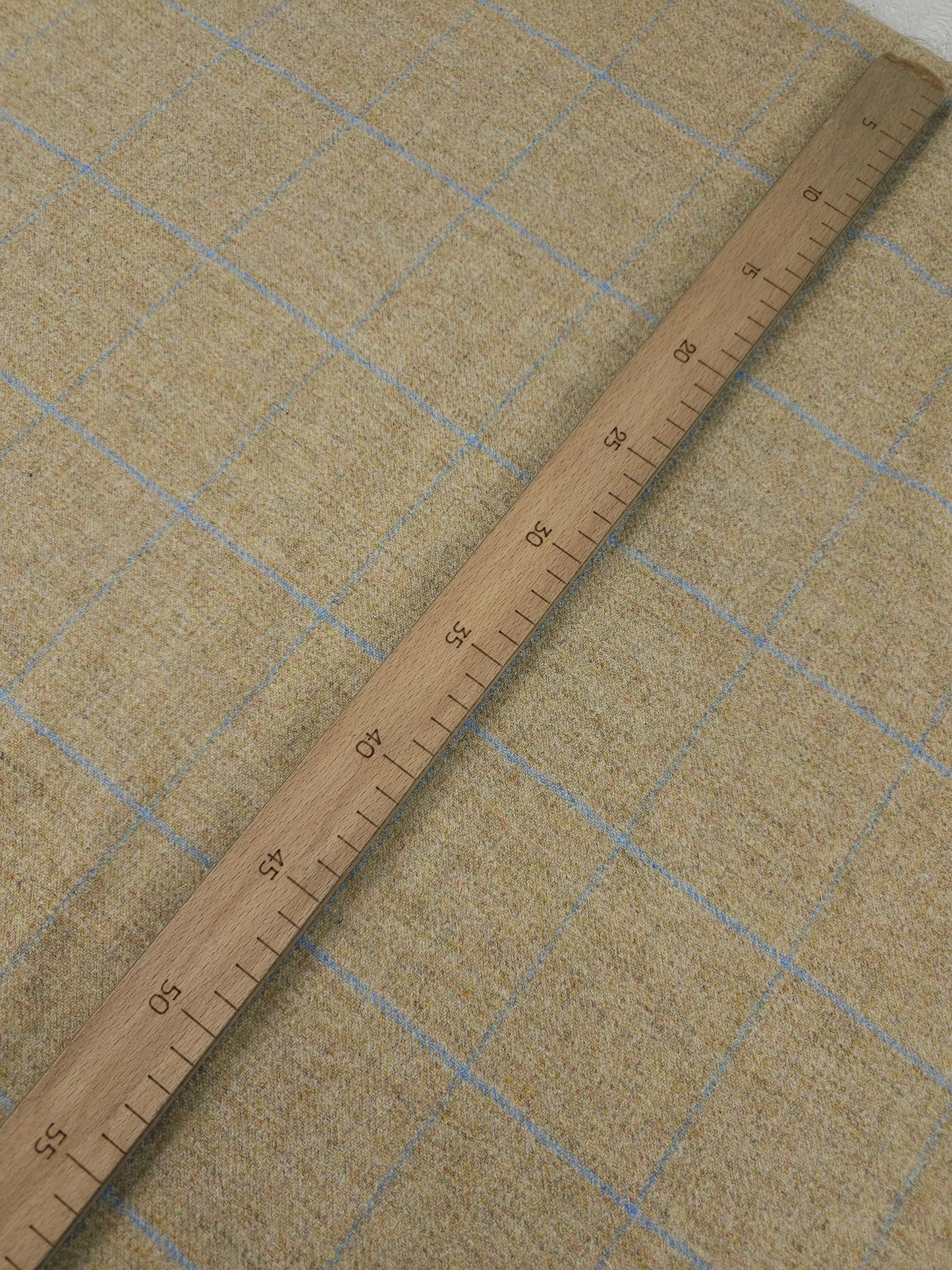 Warm Beige/Blue Speckle Square Check Soft 100% Wool *ABRAHAM MOON*