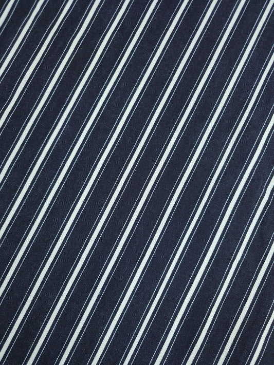 Indigo Navy Retro Stripe Denim