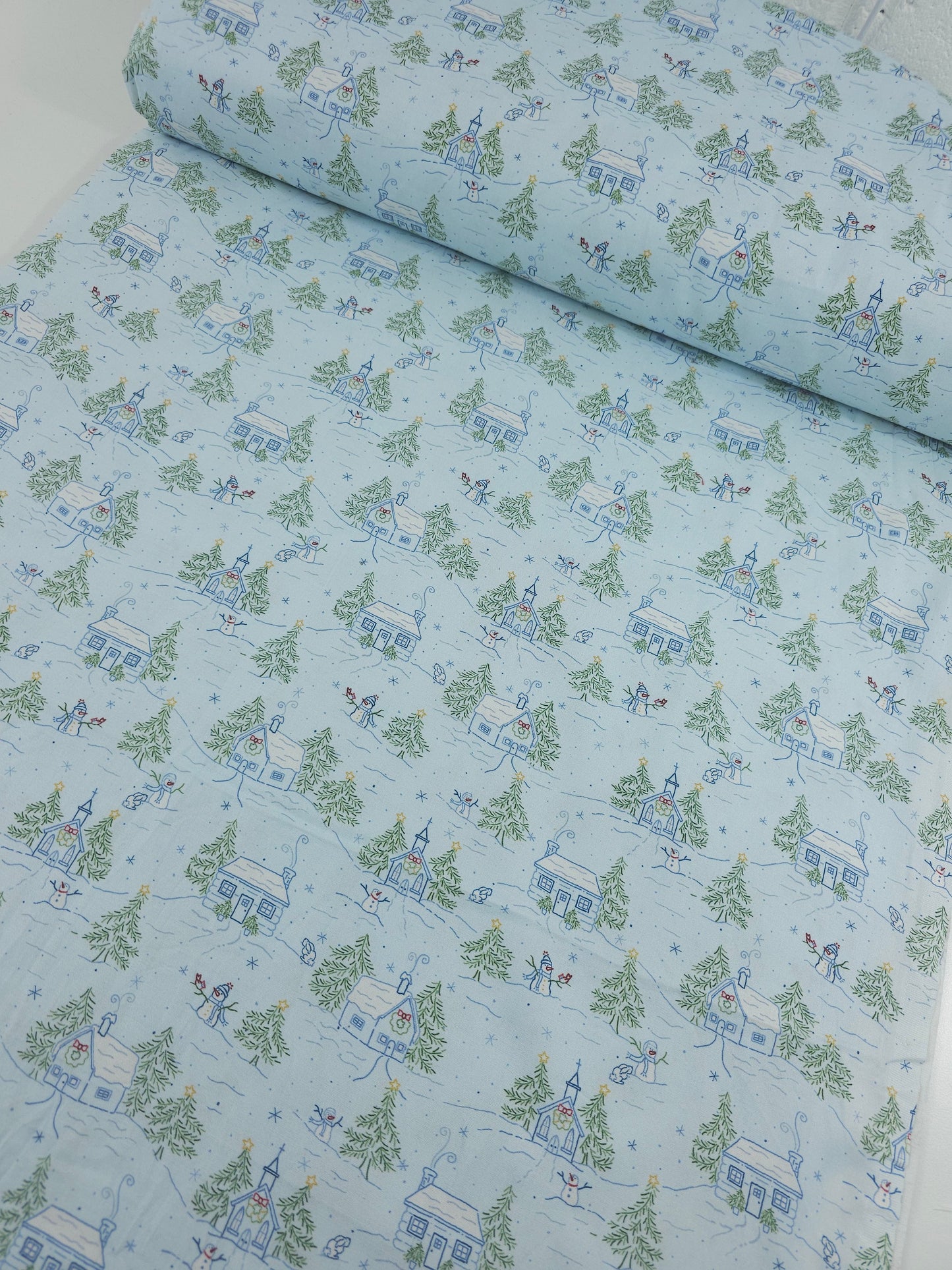 Snowman's Village 100% Cotton