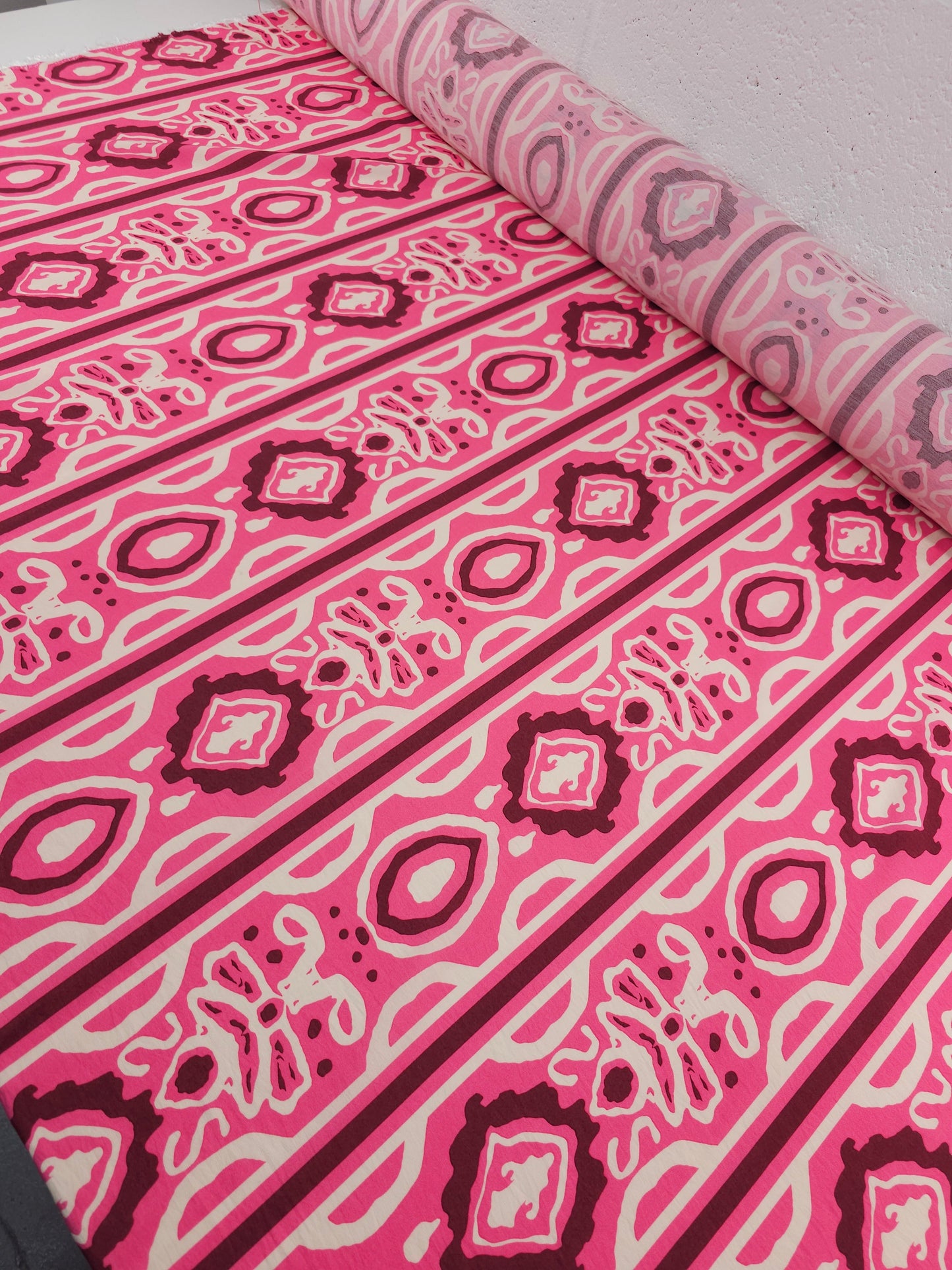 Candy Pink/Cream Damask Stripe Modal