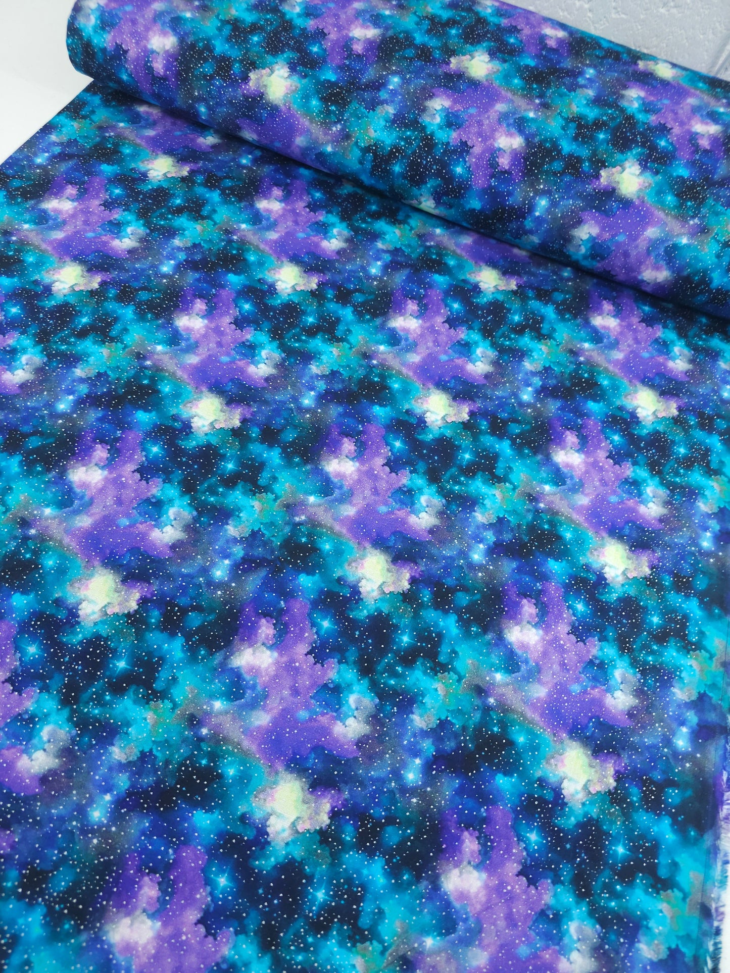Blue/Purple Silver Diffusion Clouds 100% Cotton