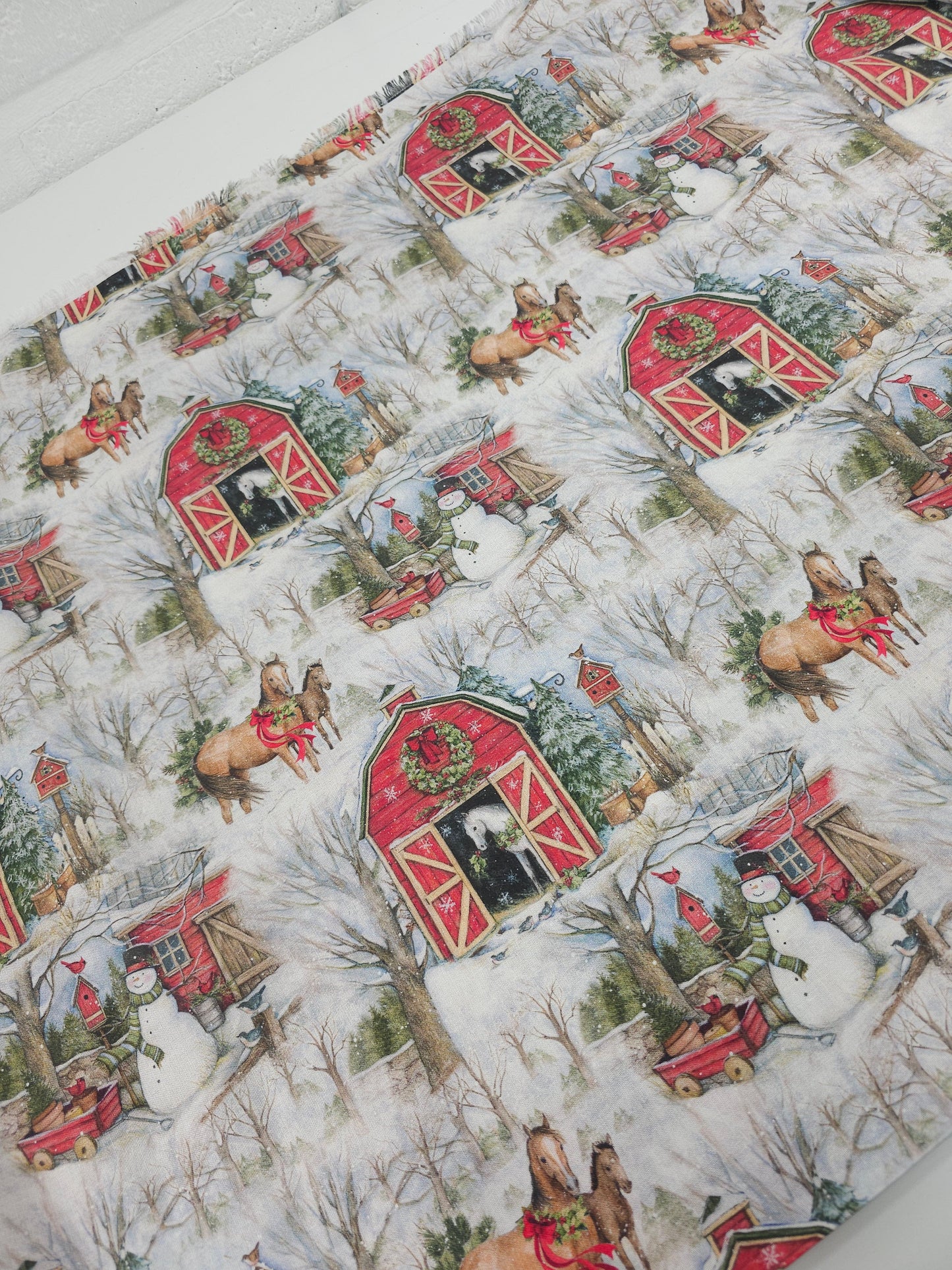 Snowy Stables 100% Cotton