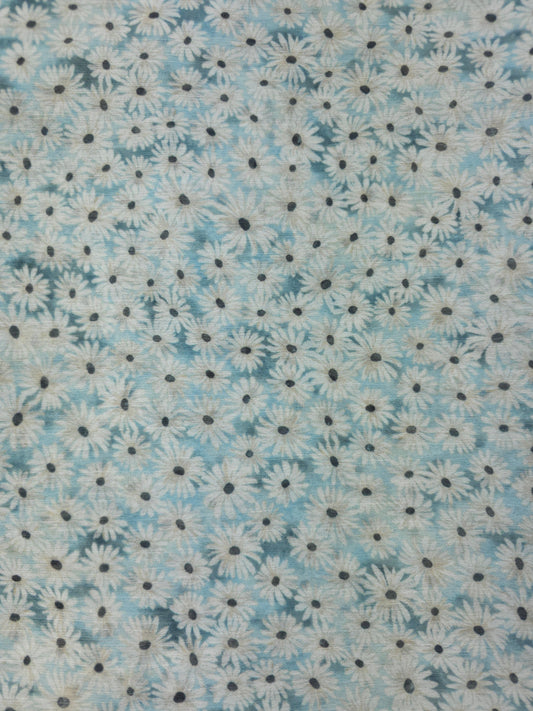 Blue Daisy Crinkle Chiffon (Various Sizes)