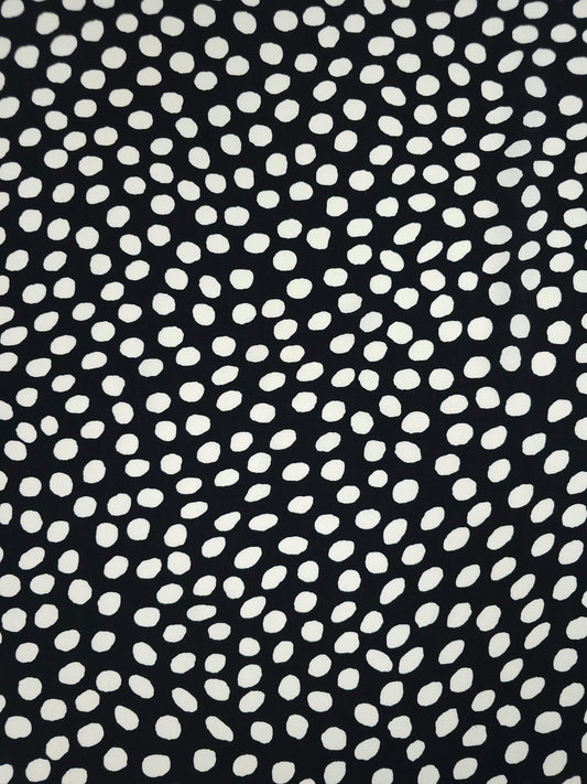 Black/Ivory Irregular Polka Spot Viscose Crepe