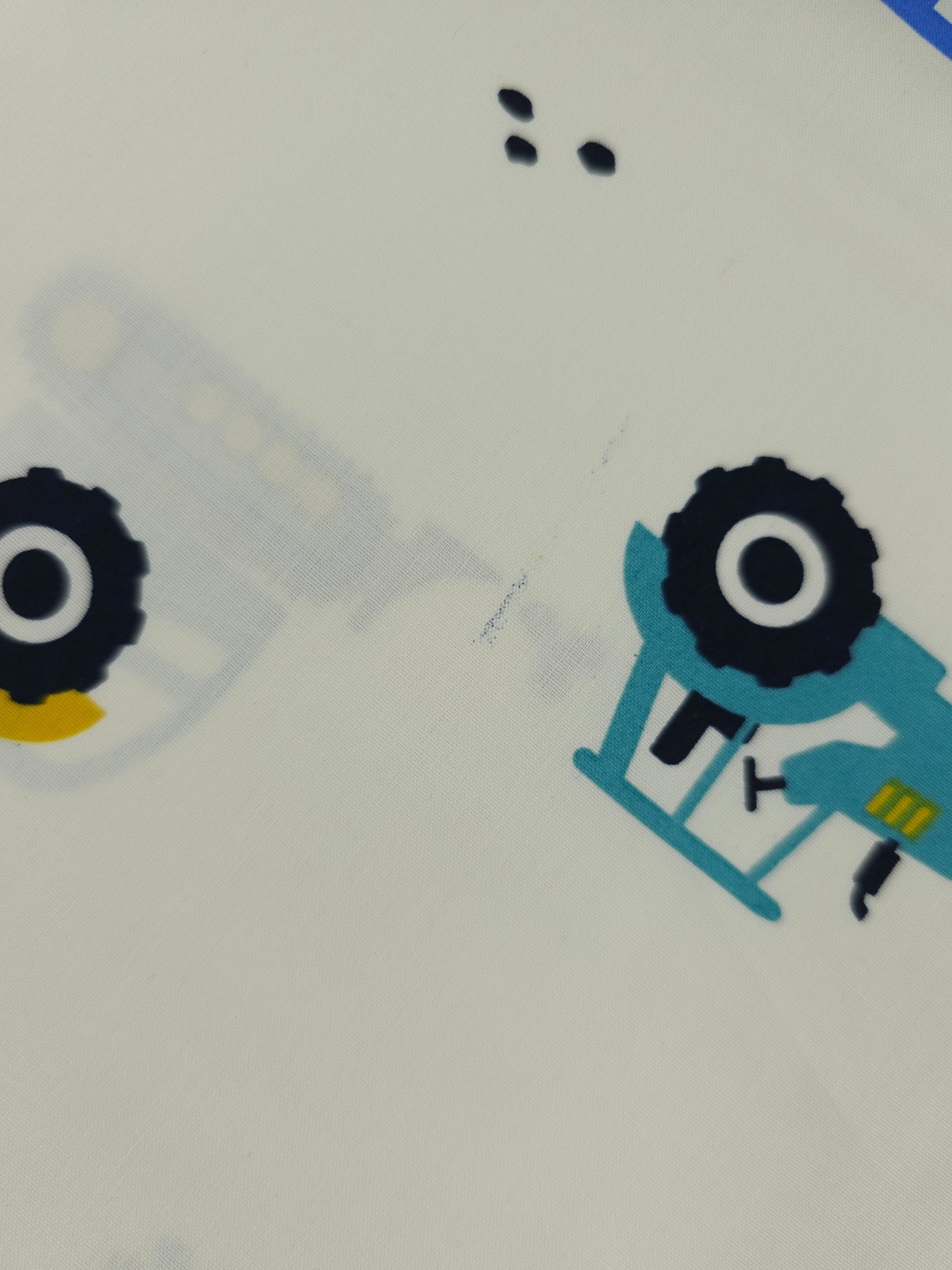 Yellow/Blue Tractors 100% Cotton *DEFECT*