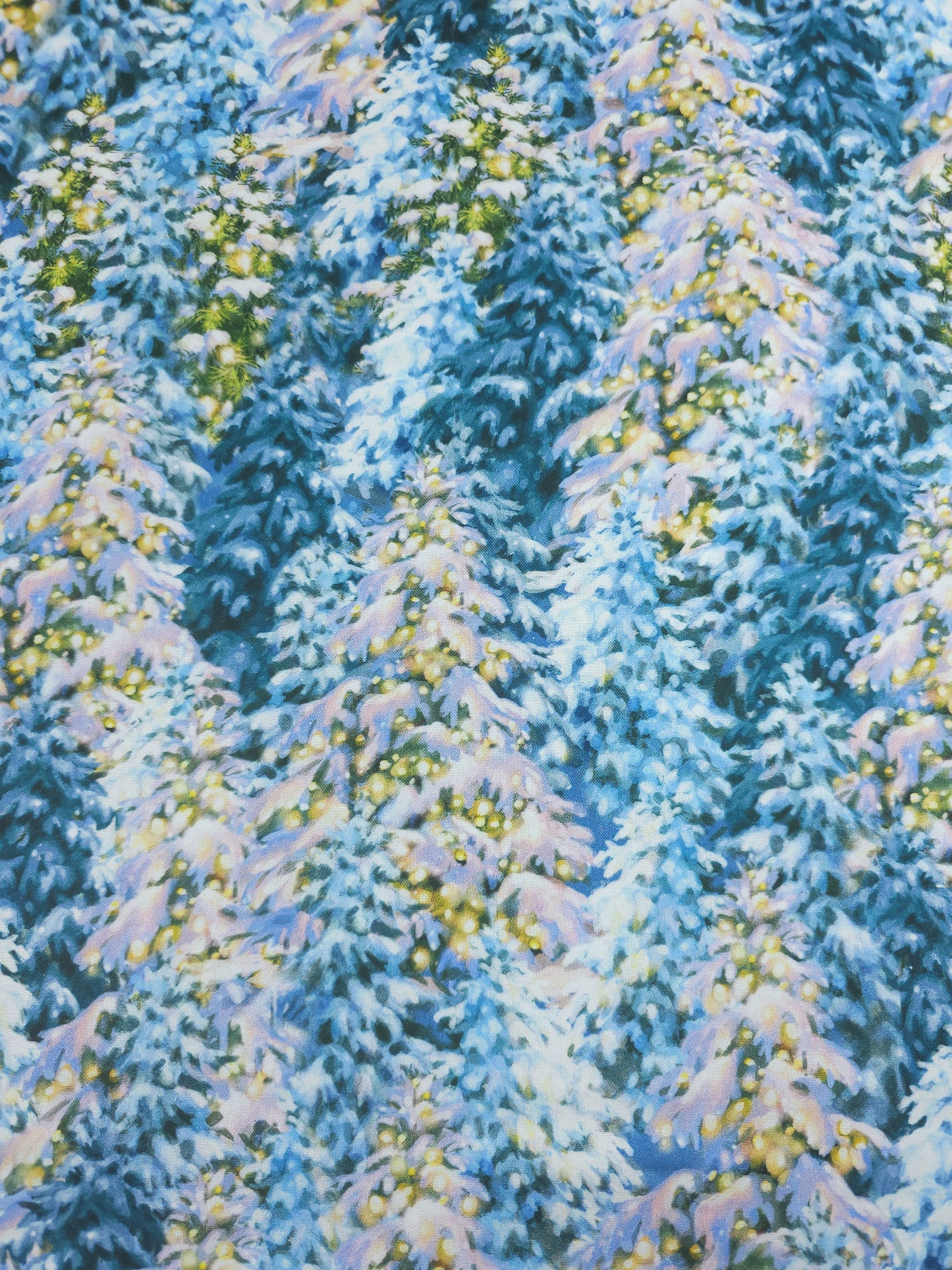 Frosty Lit Christmas Trees 100% Cotton