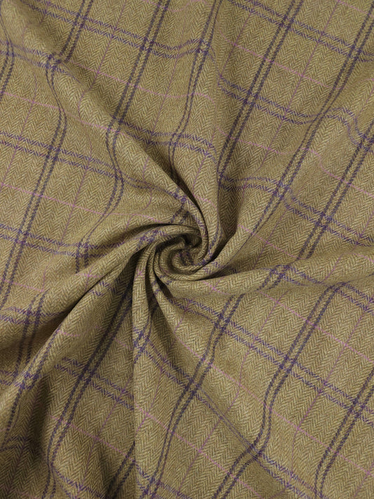 Purple/Sand Tartan Check Soft 100% Wool *ABRAHAM MOON*
