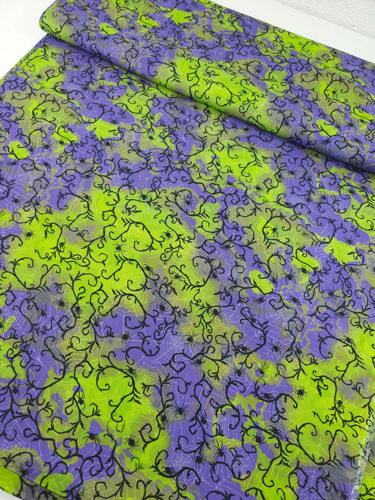 Lime/Purple Spider Web 100% Cotton