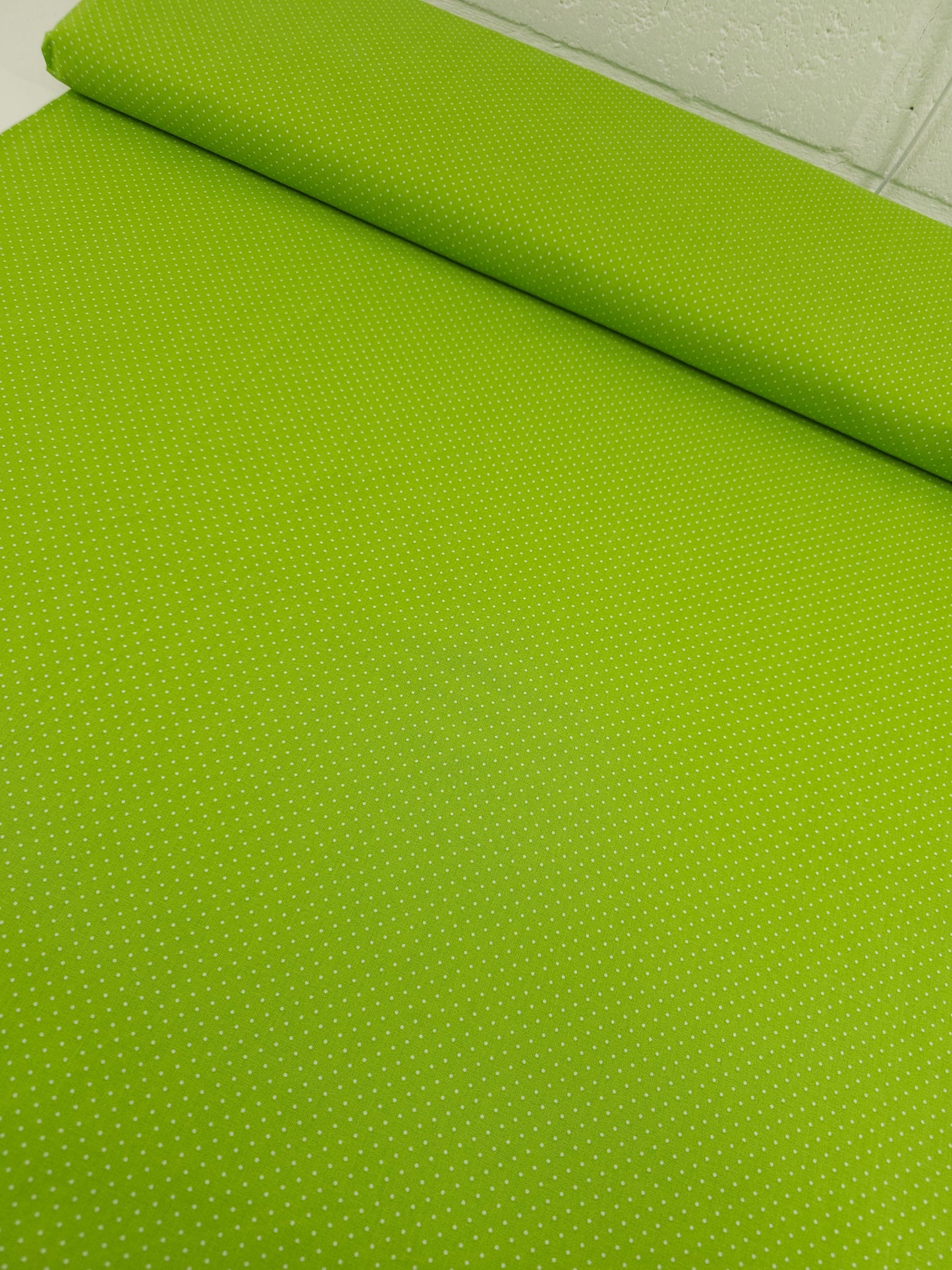 Lime Green Micro Polka Dot 100% Cotton 60”
