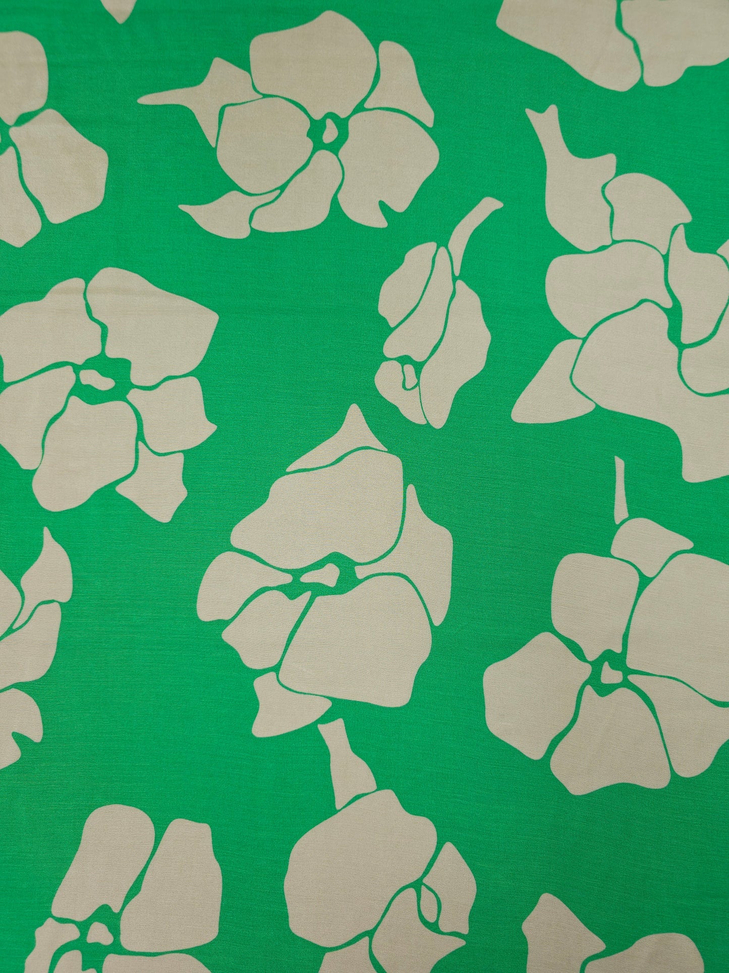 Green/Beige Flower Viscose Silk