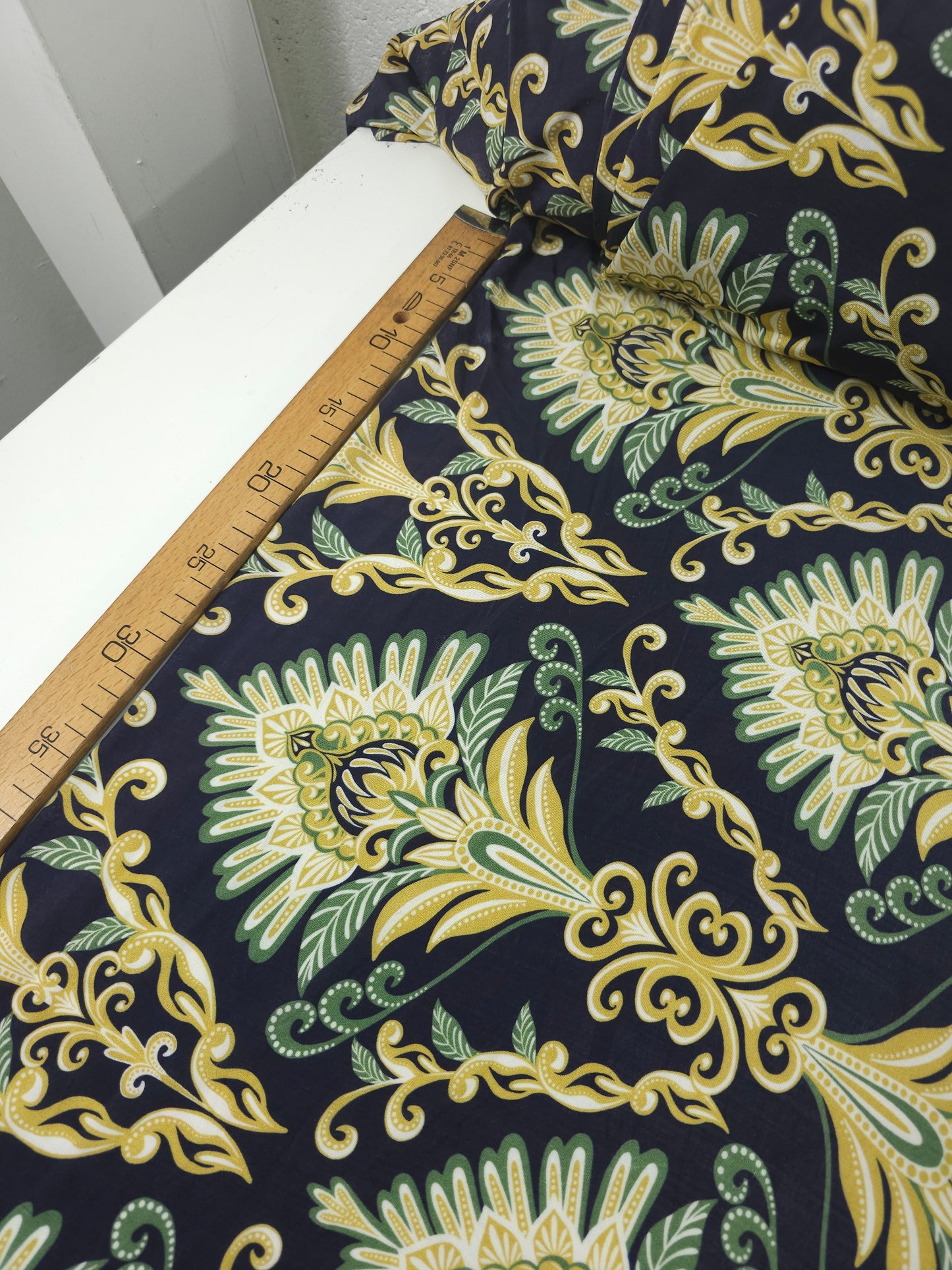 Navy Damask Opulence Slinky Rayon Jersey *FARM RIO*