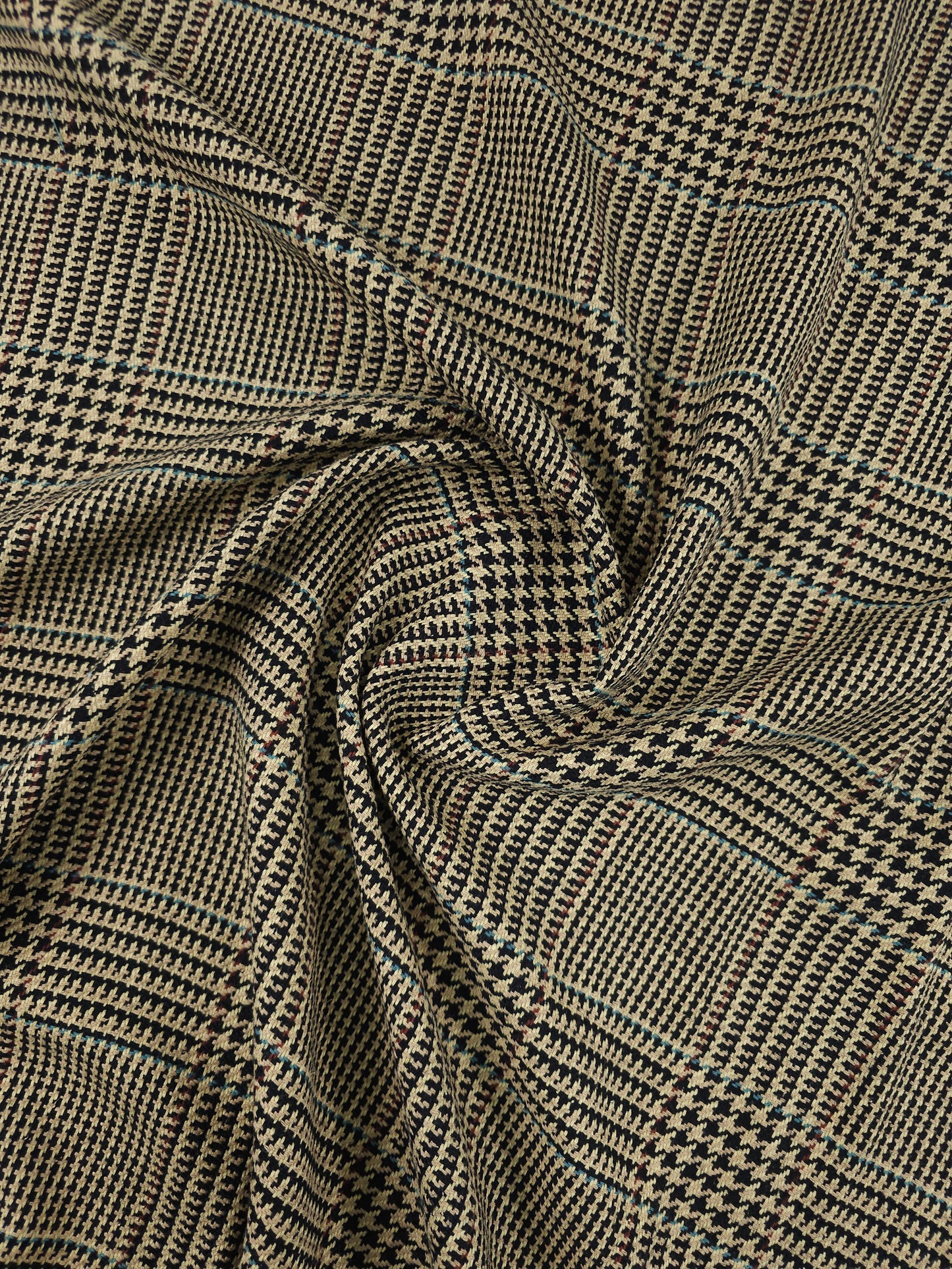 Sand Dogtooth Tartan Check Soft 100% Wool *ABRAHAM MOON*