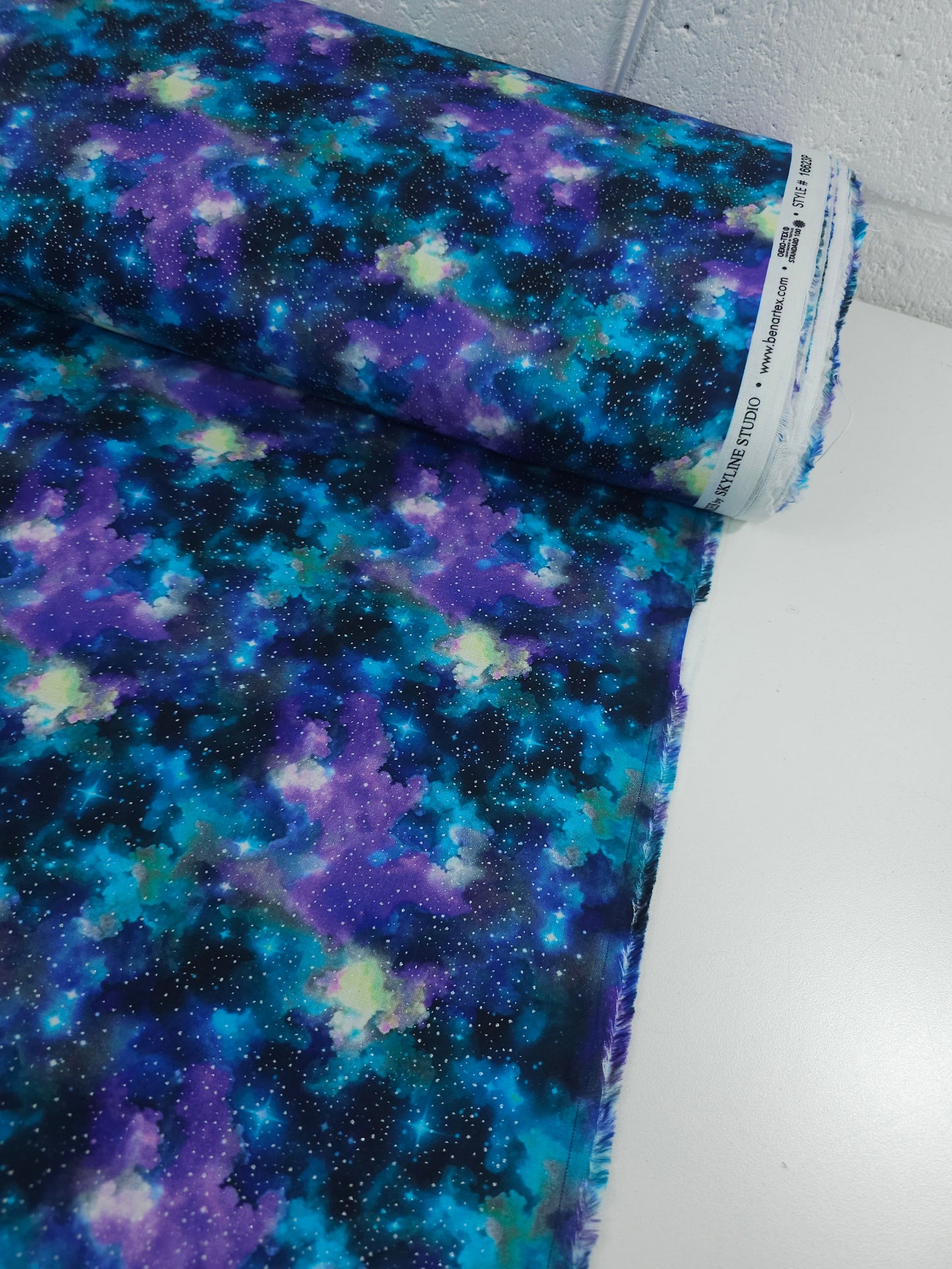 Blue/Purple Silver Diffusion Clouds 100% Cotton