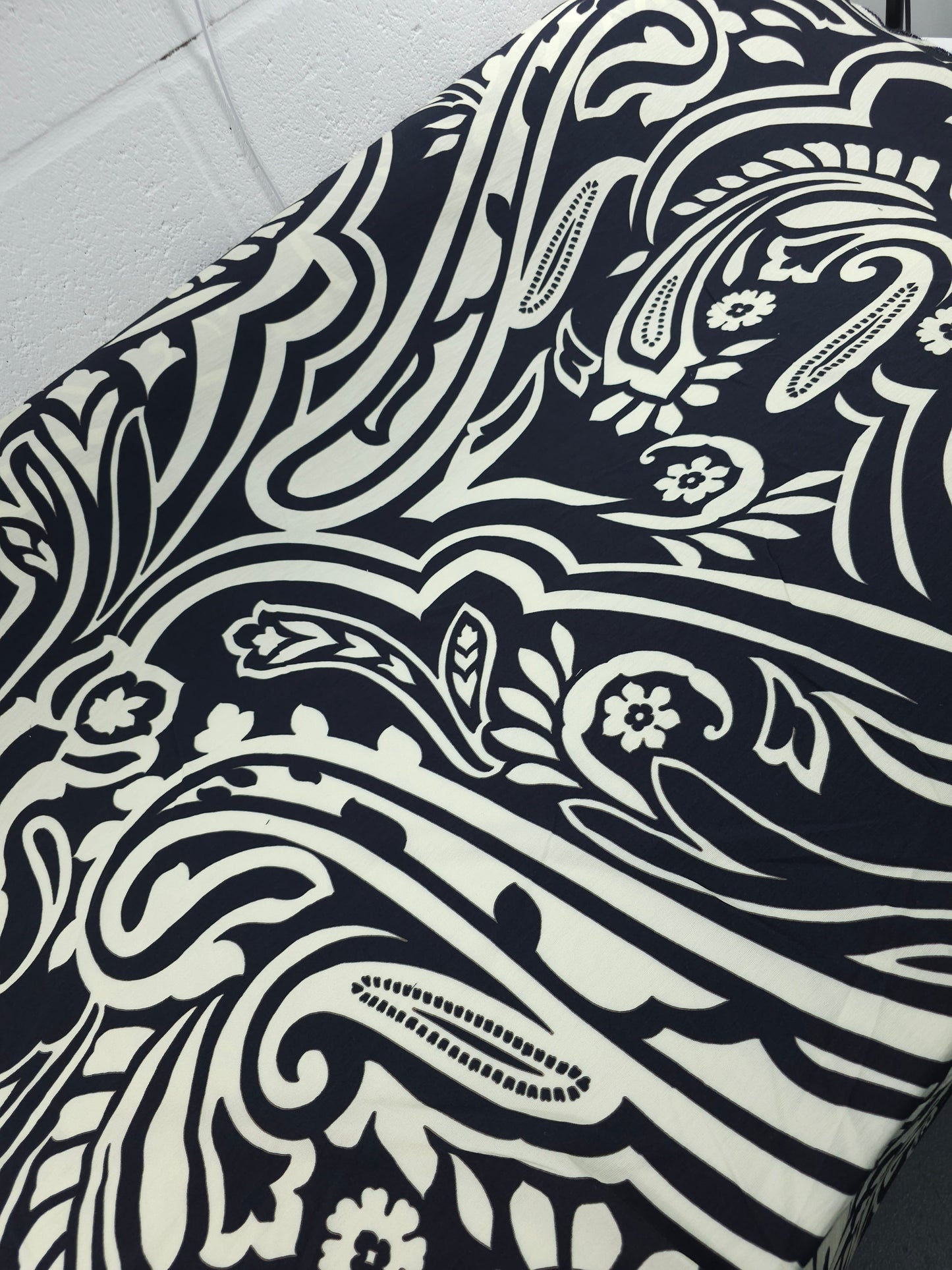 Cream/Black Large Paisley Floral Cotton Modal