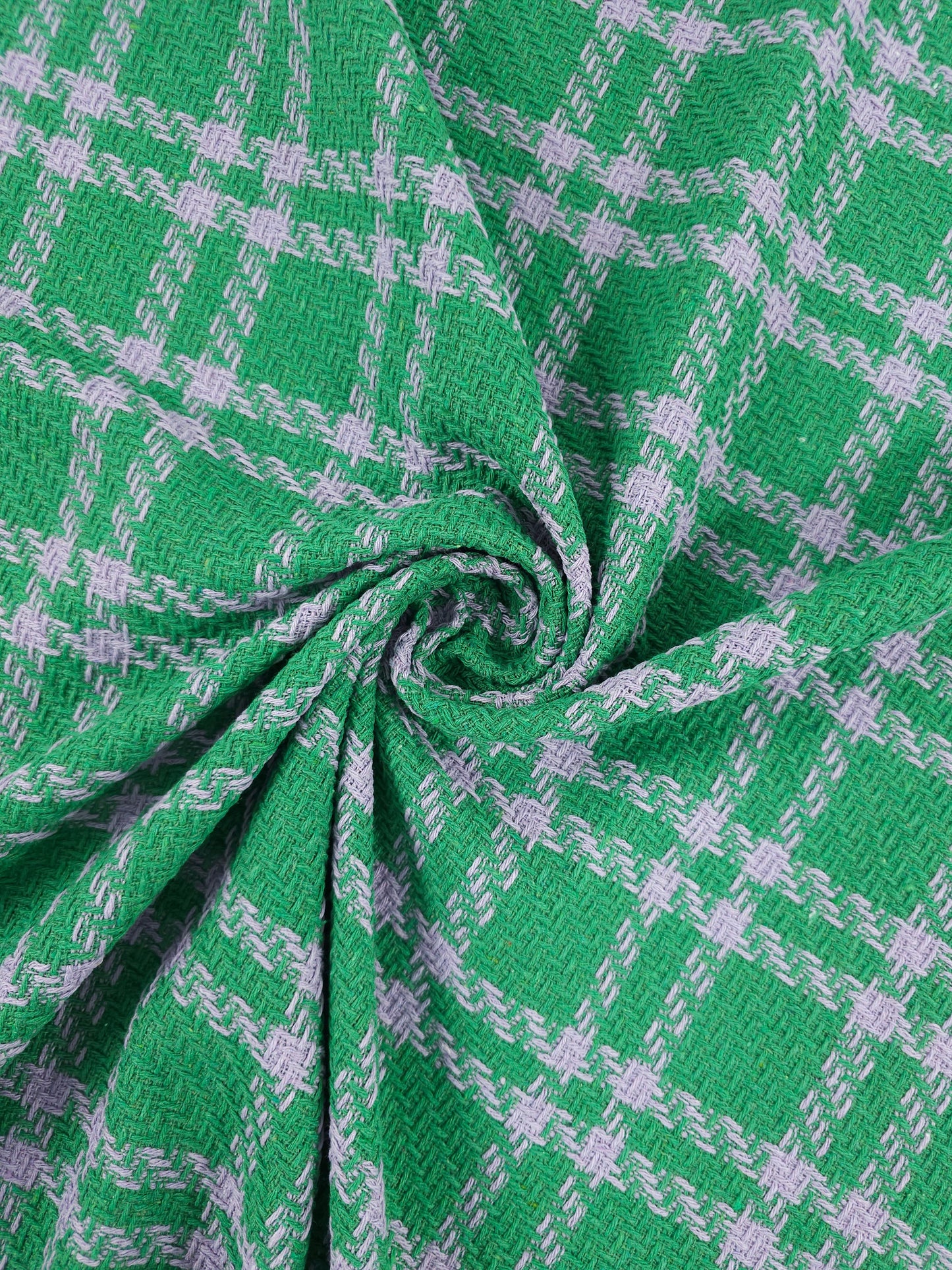 Green/Lilac Tartan Boucle