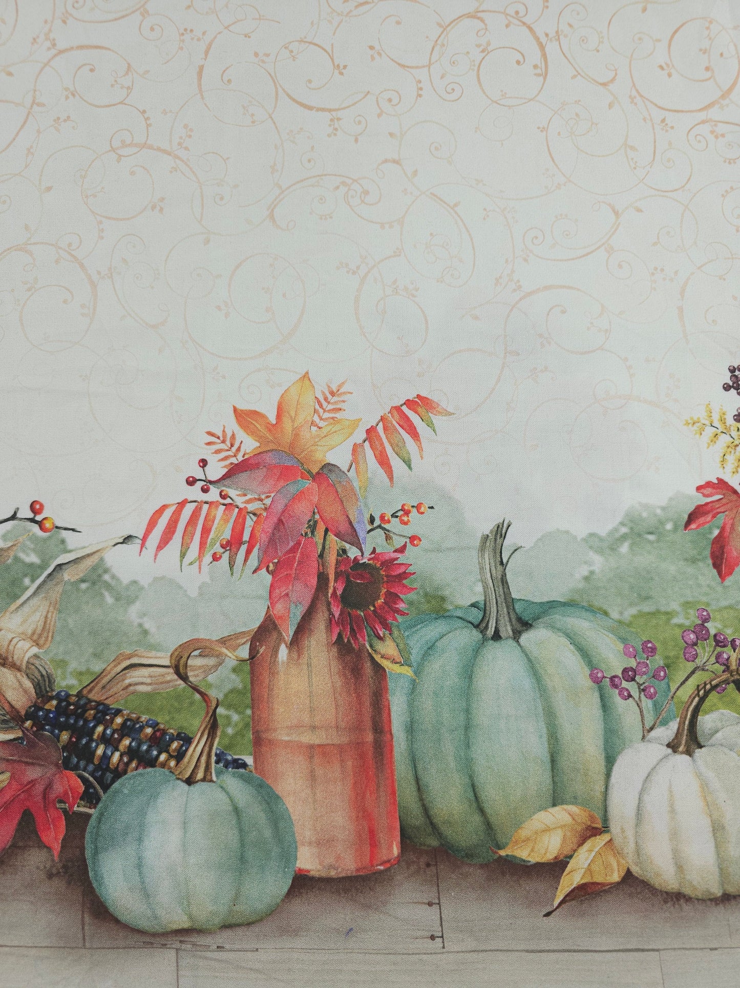 Pumpkin Floral Display 100% Cotton
