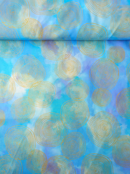 Blue Chromaticity Swirl Ring 100% Cotton - Robert Kaufman