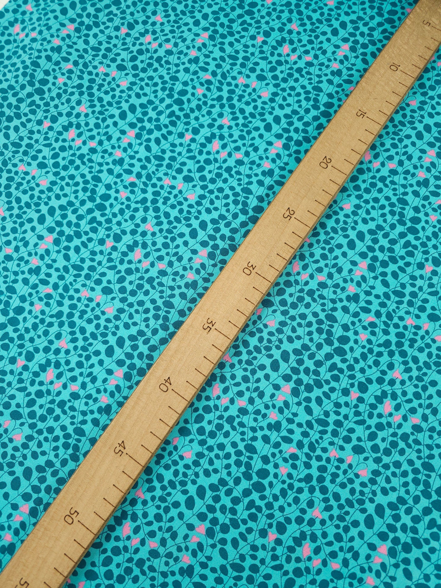 Teal/Pink Blooming Leaf Twine 100% Cotton - Benartex