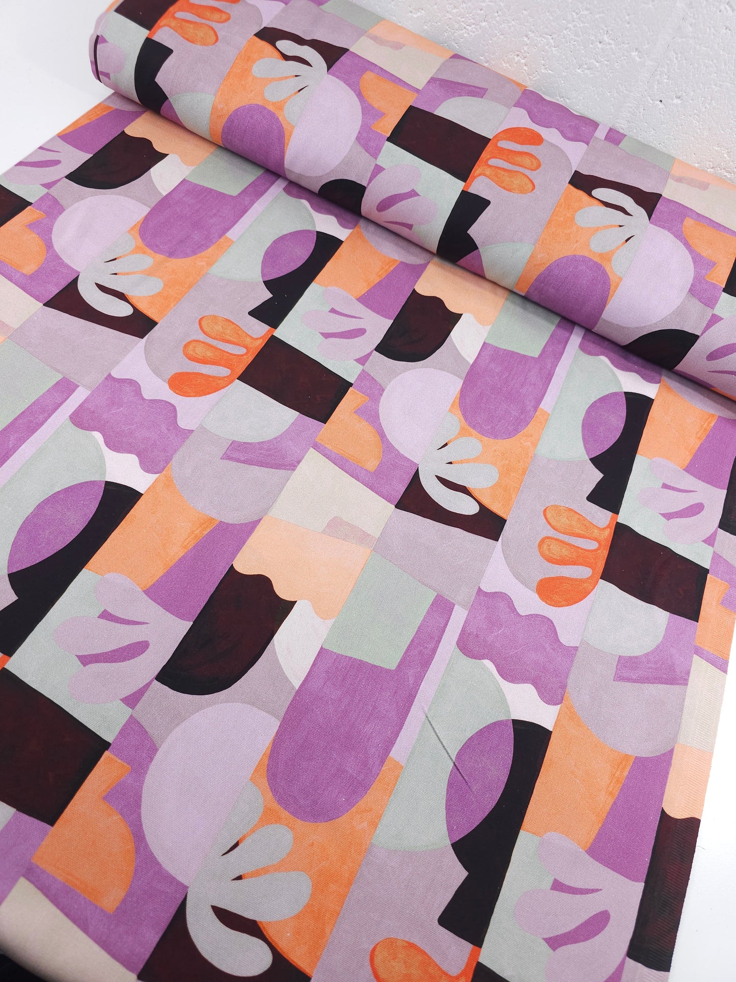 Purple/Orange Abstract Groovy Doodle Lightweight Canvas Cotton