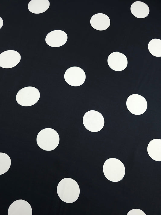 Black/White Large Polka Spot Viscose Satin